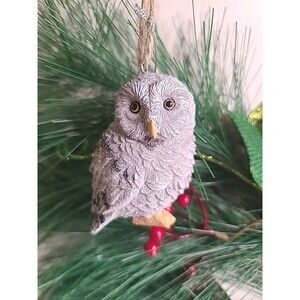 NWT Midwest Gift Black Gray Owl Christmas Ornament Glitter